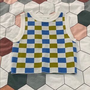 Princess Polly Blue and Green Checkered Tank Top